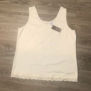 Chico's White Tank Top with Lace Trim